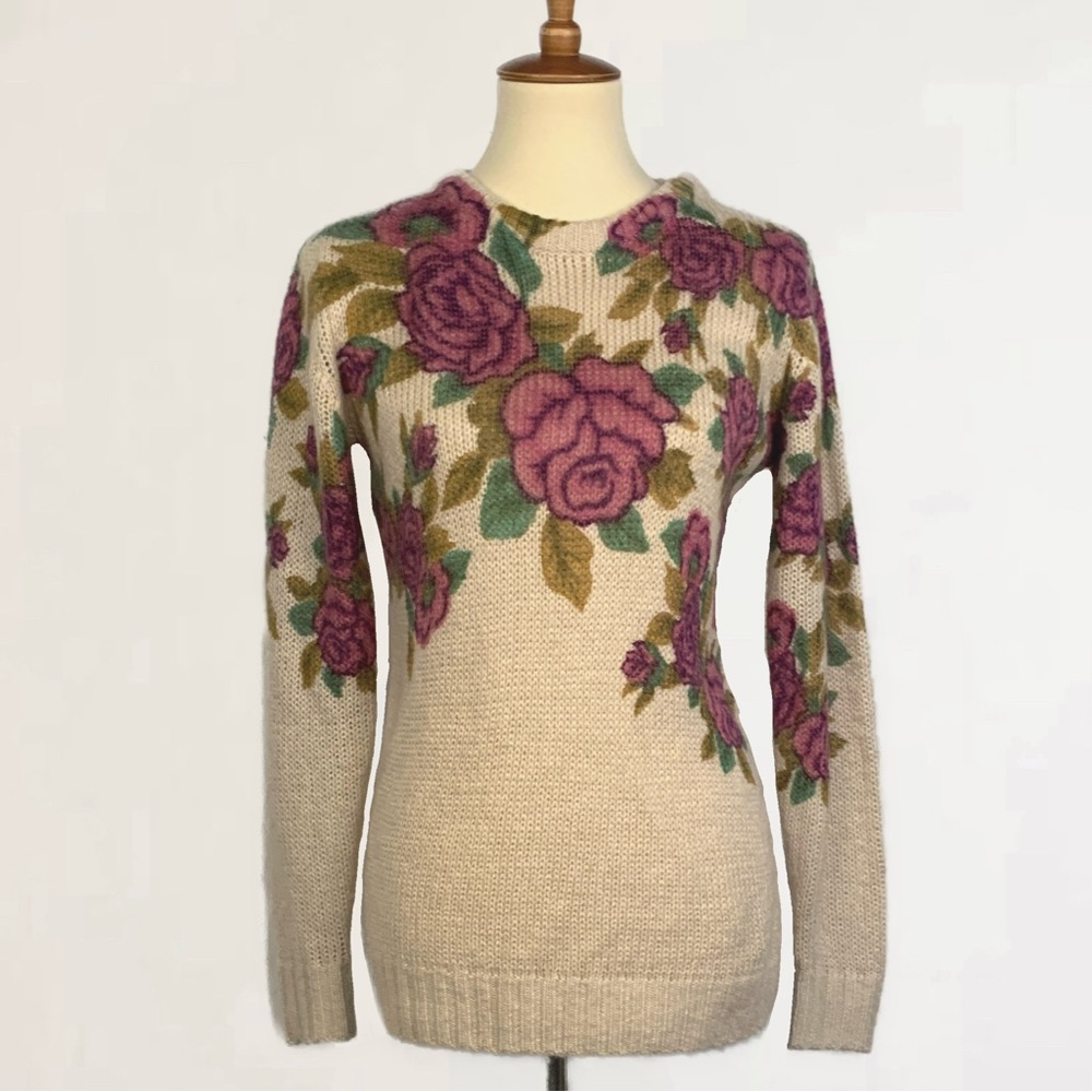 Pins & Needles Urban Outfitters Knit Sweater Rose Printed Pattern